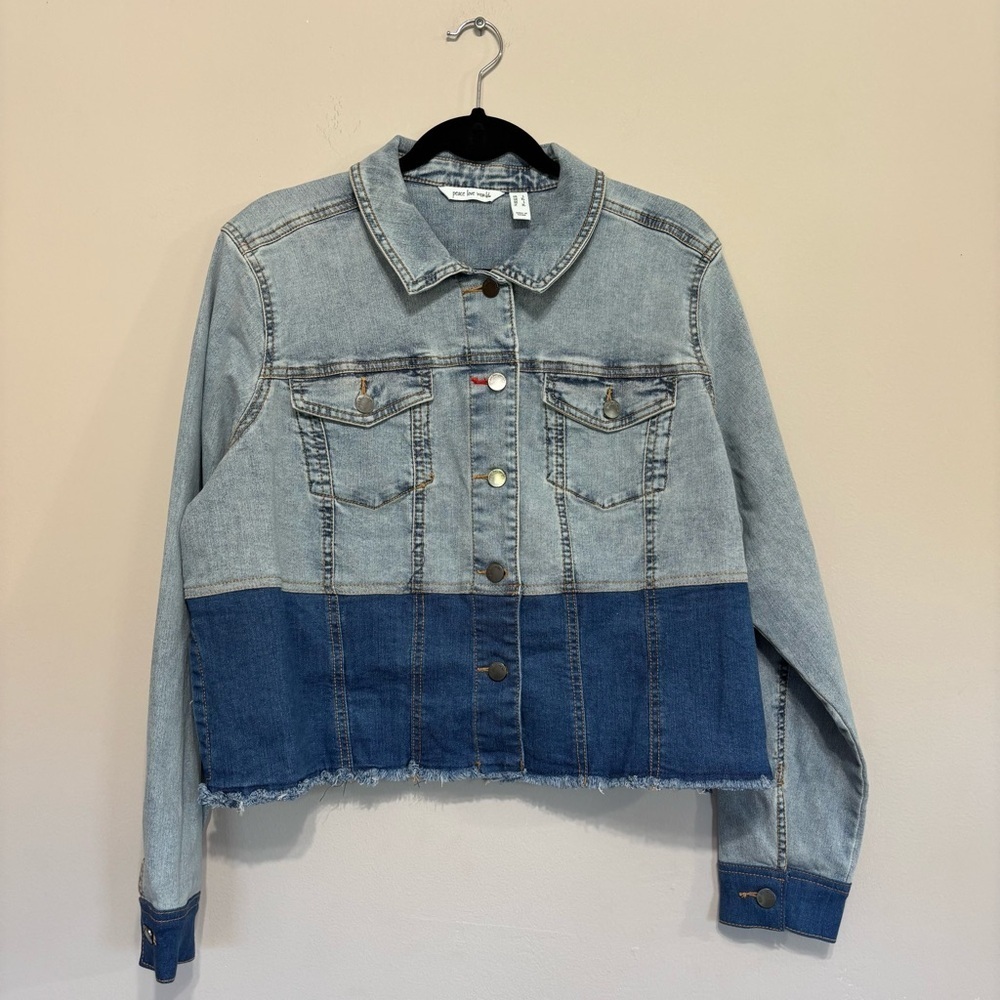 Peace Love World Light Blue Denim Jacket - Picture 2 of 5